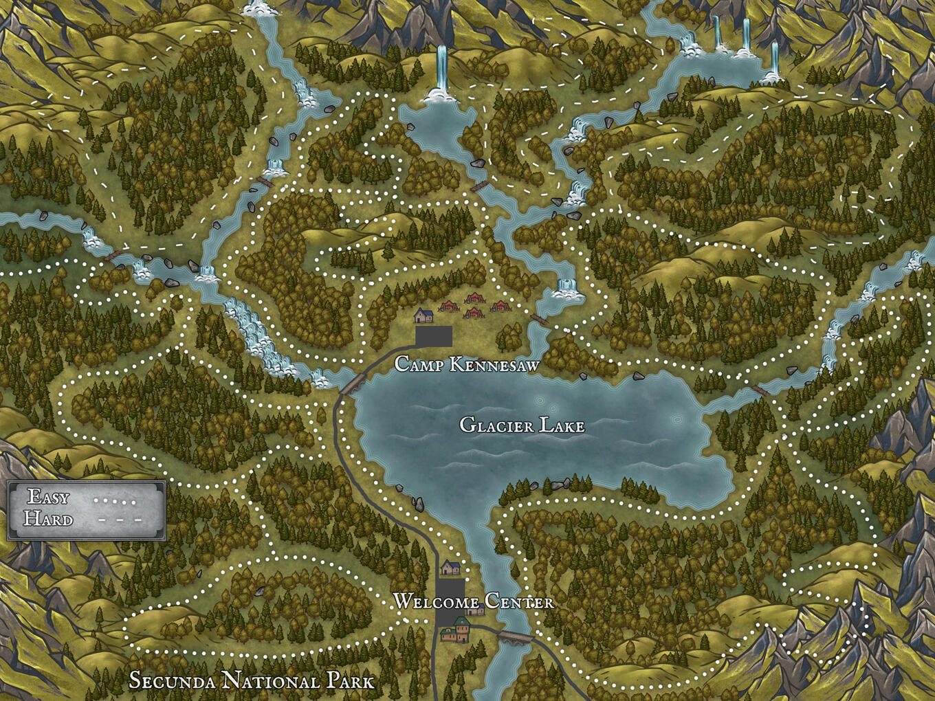 Snowberry Falls park - Book Map