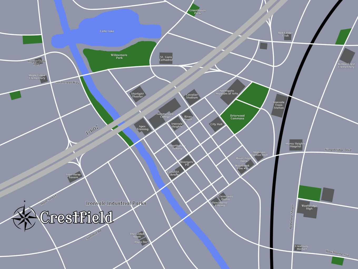 Crestfield - Book Map